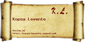 Kopsa Levente névjegykártya